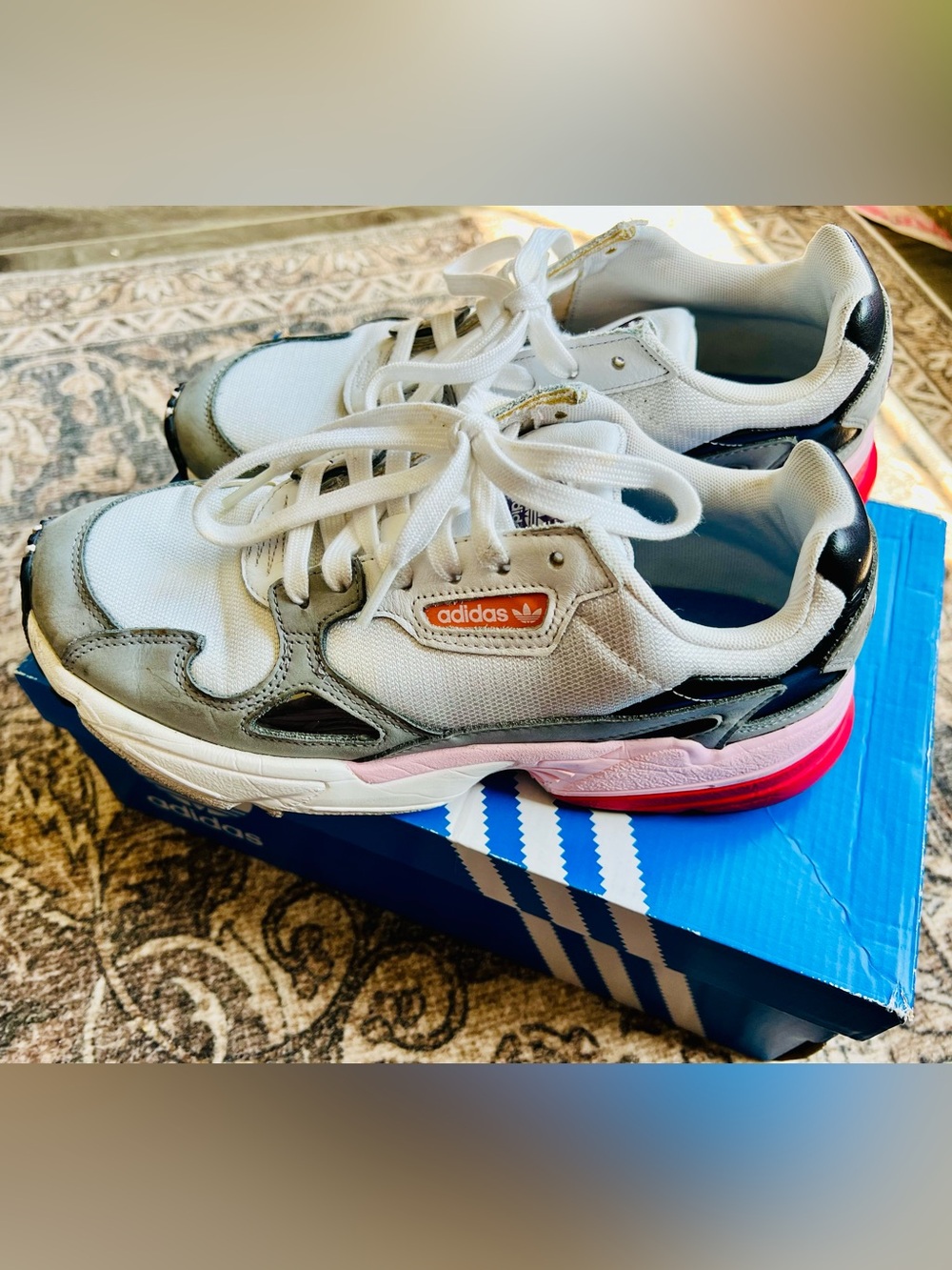 Adidas Originals Falcon Sneakers Grey White Pink Women’s Size 8